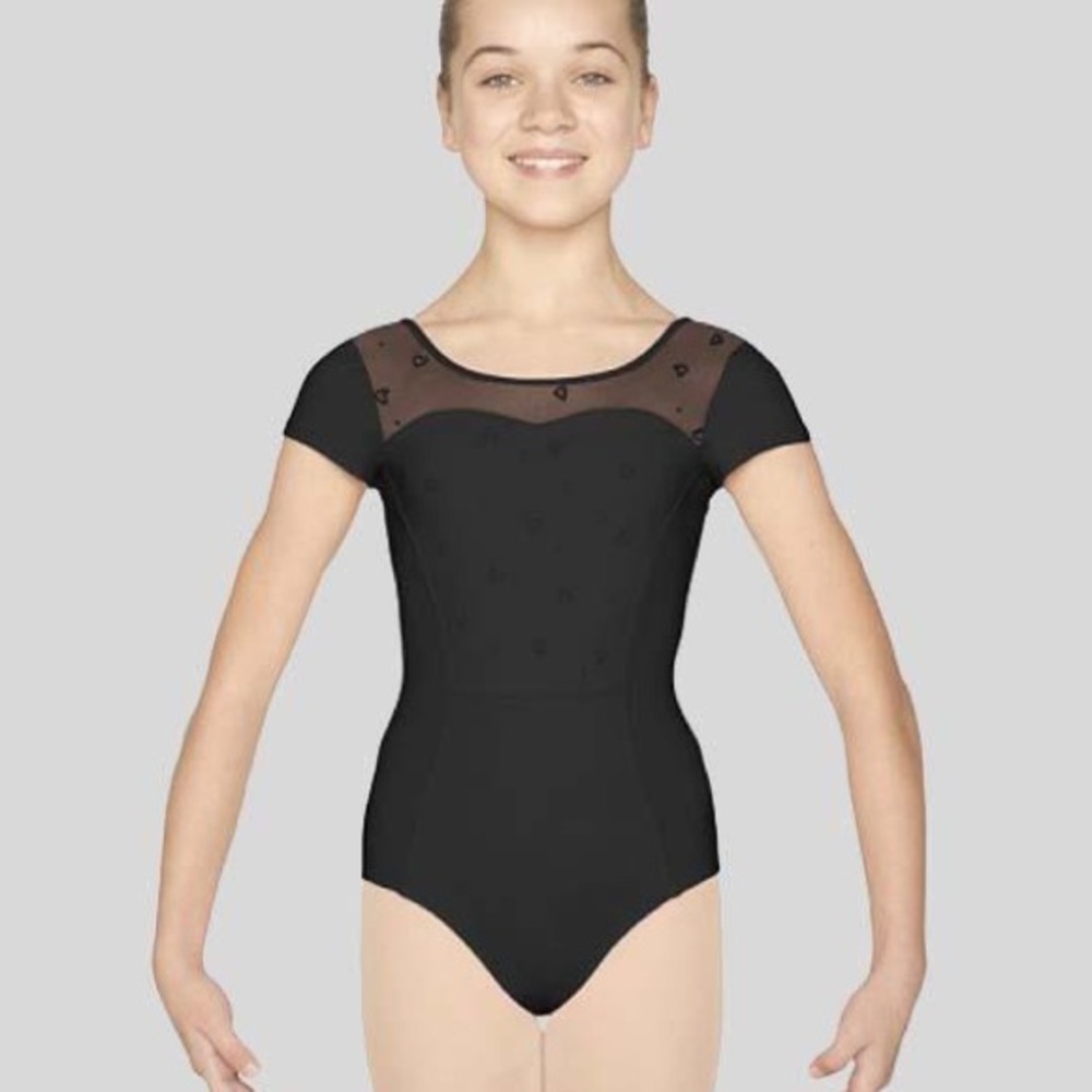 NWT MIrella Heart Flocked Bodice Leotard